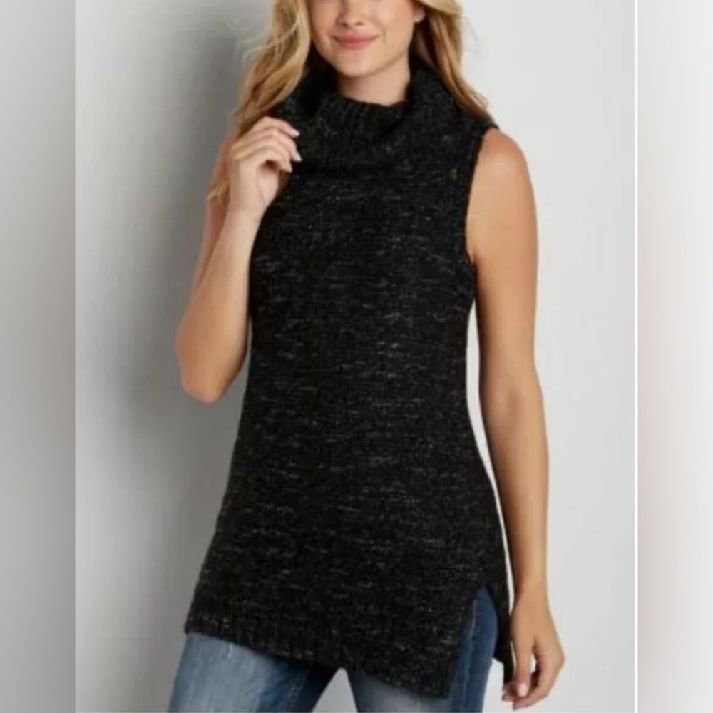 Maurice’s Women’s Thick Marled Knit Sleeveless Tunicc Sweater w/ Cowl Neck LARGE